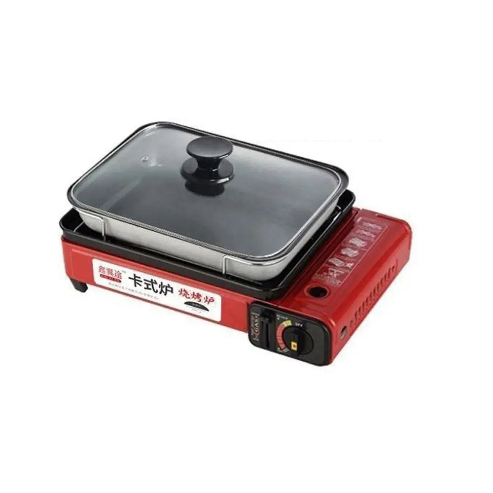 Portable Gas Stove Burner Butane BBQ Camping Gas Cooker With Non Stick Plate Red - Home & Garden > BBQ > BBQ Tools