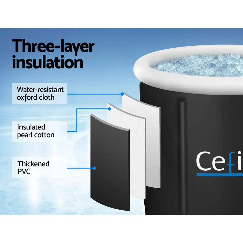 Portable Ice Bath Tub 75X75CM Inflatable Cold Water Folding Bathtub Spa Massage - Furniture > Bathroom > Bathtubs