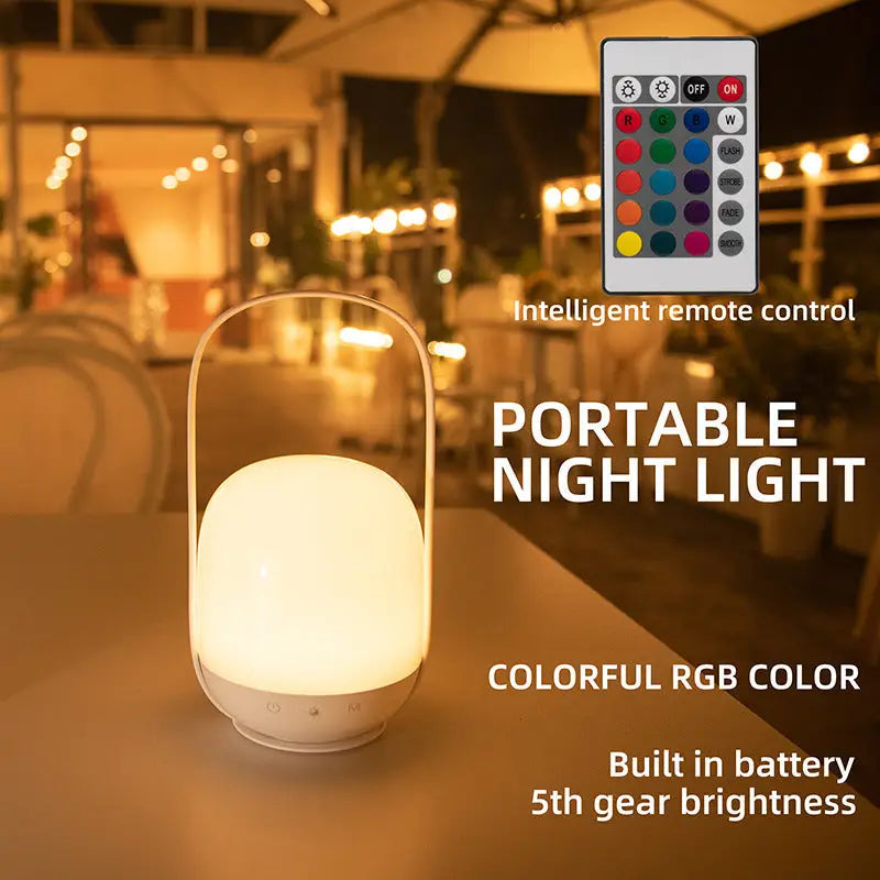 Portable LED Night Light with 16 Colors 4 Dimming Modes and Remote Control - Home & Garden > Lighting > Night Lights &