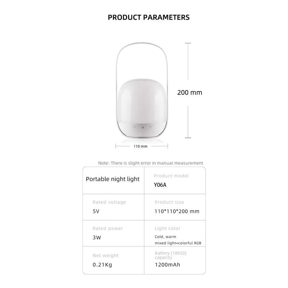 Portable LED Night Light with 16 Colors 4 Dimming Modes and Remote Control - Home & Garden > Lighting > Night Lights &
