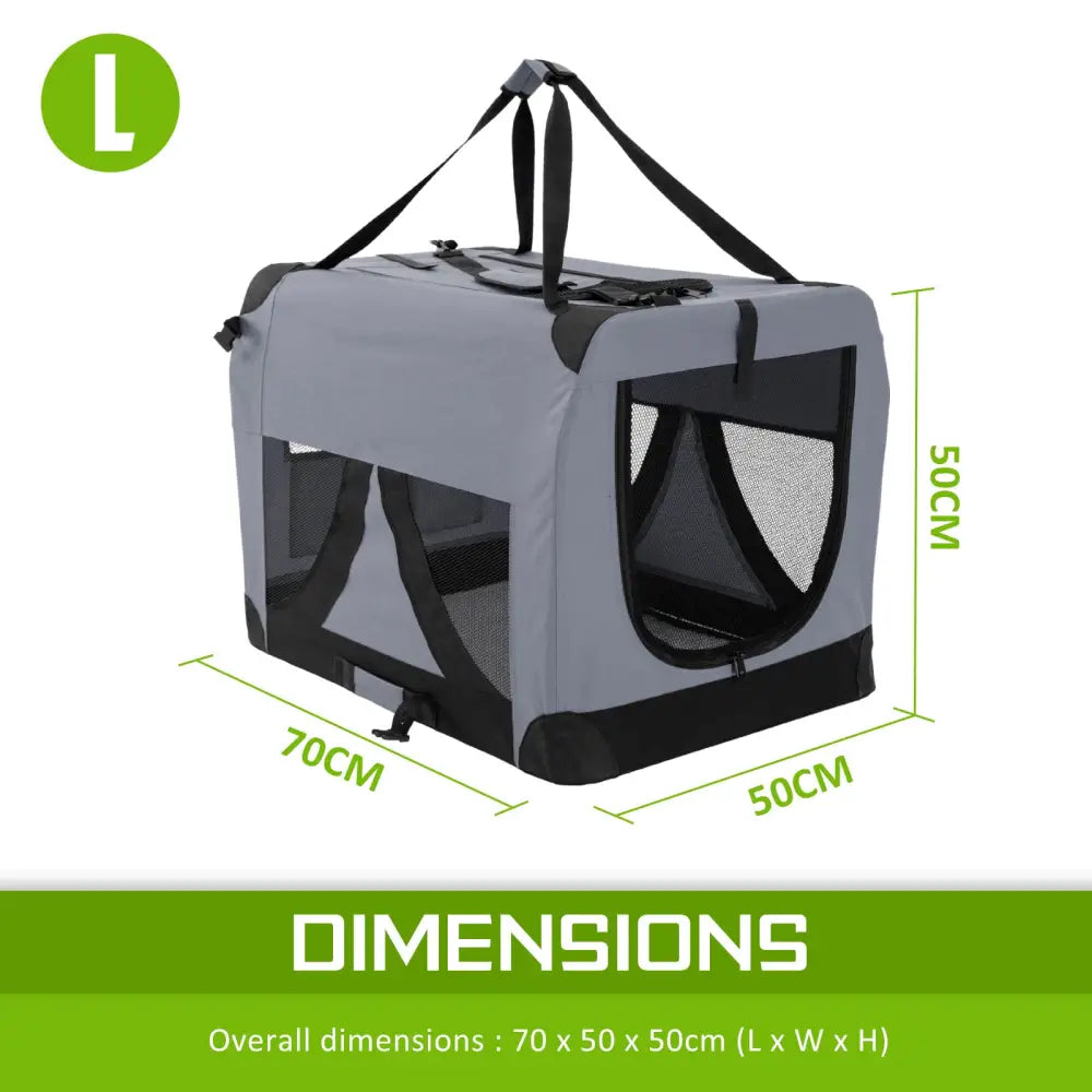 Portable Soft Dog Cage Crate Carrier L GREY - Pet Care > Dog Supplies > Dog Playpens & Gates