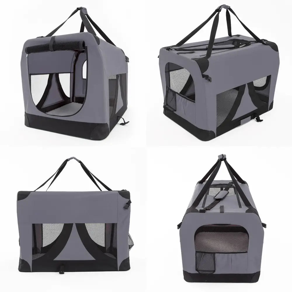 Portable Soft Dog Cage Crate Carrier L GREY - Pet Care > Dog Supplies > Dog Playpens & Gates
