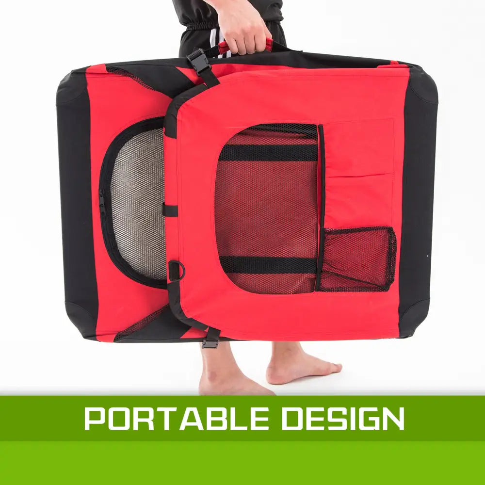 Portable Soft Dog Cage Crate Carrier L RED - Pet Care > Dog Supplies > Dog Playpens & Gates