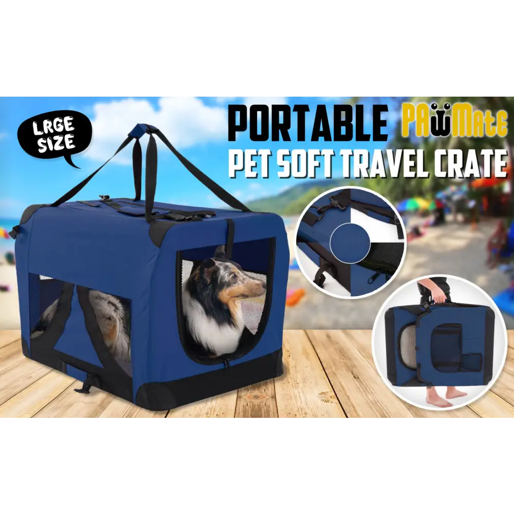 Portable Soft Dog Cage Crate Carrier XL BLUE - Pet Care > Dog Supplies > Dog Playpens & Gates