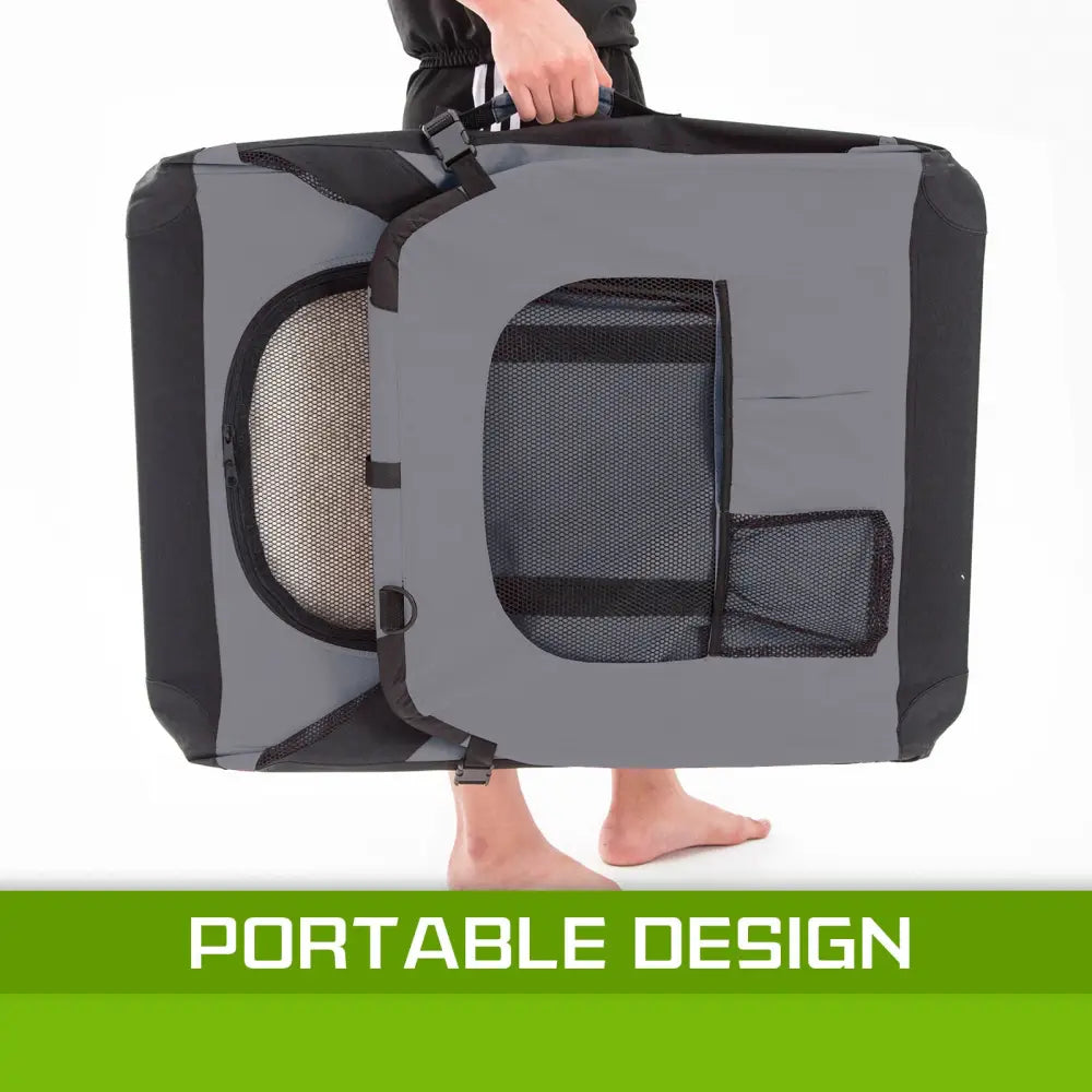 Portable Soft Dog Cage Crate Carrier XL GREY - Pet Care > Dog Supplies > Dog Playpens & Gates
