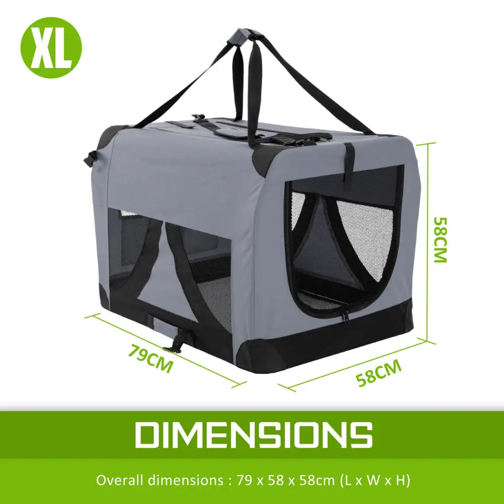 Portable Soft Dog Cage Crate Carrier XL GREY - Pet Care > Dog Supplies > Dog Playpens & Gates
