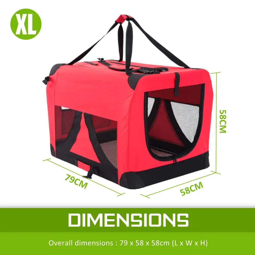 Portable Soft Dog Cage Crate Carrier XL RED - Pet Care > Dog Supplies > Dog Playpens & Gates