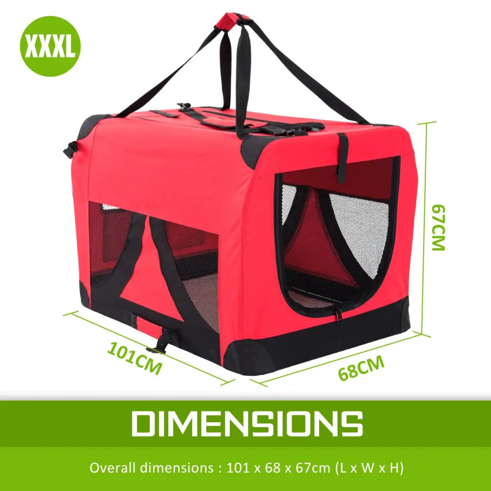 Portable Soft Dog Cage Crate Carrier XXXL RED - Pet Care > Dog Supplies > Dog Playpens & Gates