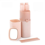 Portable Toothbrush Holder Tooth Mug Toothpaste Cup Bath Travel Box Accessories Set Blue - Home & Garden > Bathroom