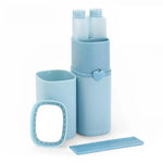 Portable Toothbrush Holder Tooth Mug Toothpaste Cup Bath Travel Box Accessories Set Blue - Home & Garden > Bathroom