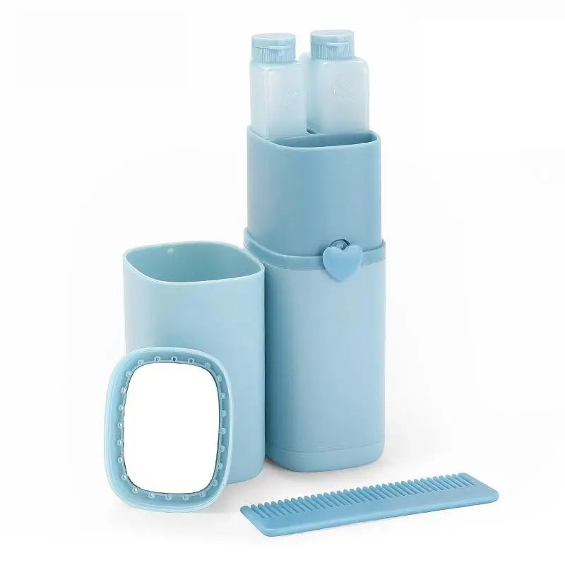 Portable Toothbrush Holder Tooth Mug Toothpaste Cup Bath Travel Box Accessories Set Blue - Home & Garden > Bathroom