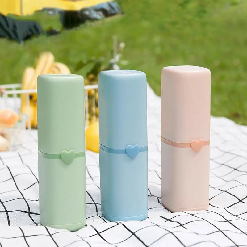 Portable Toothbrush Holder Tooth Mug Toothpaste Cup Bath Travel Box Accessories Set Blue - Home & Garden > Bathroom