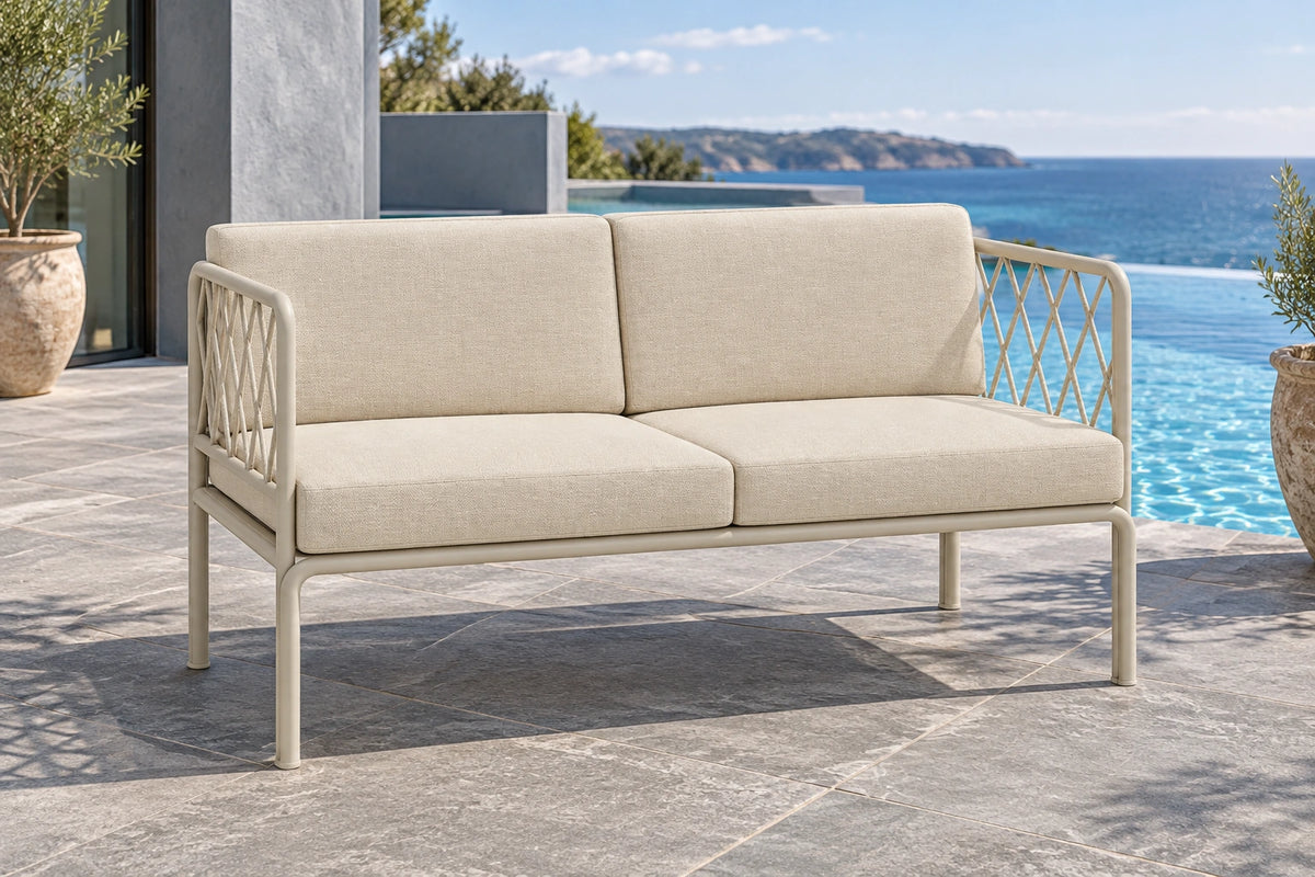 Portella 2 Seater Outdoor Sofa - Beige - poolside lifestyle