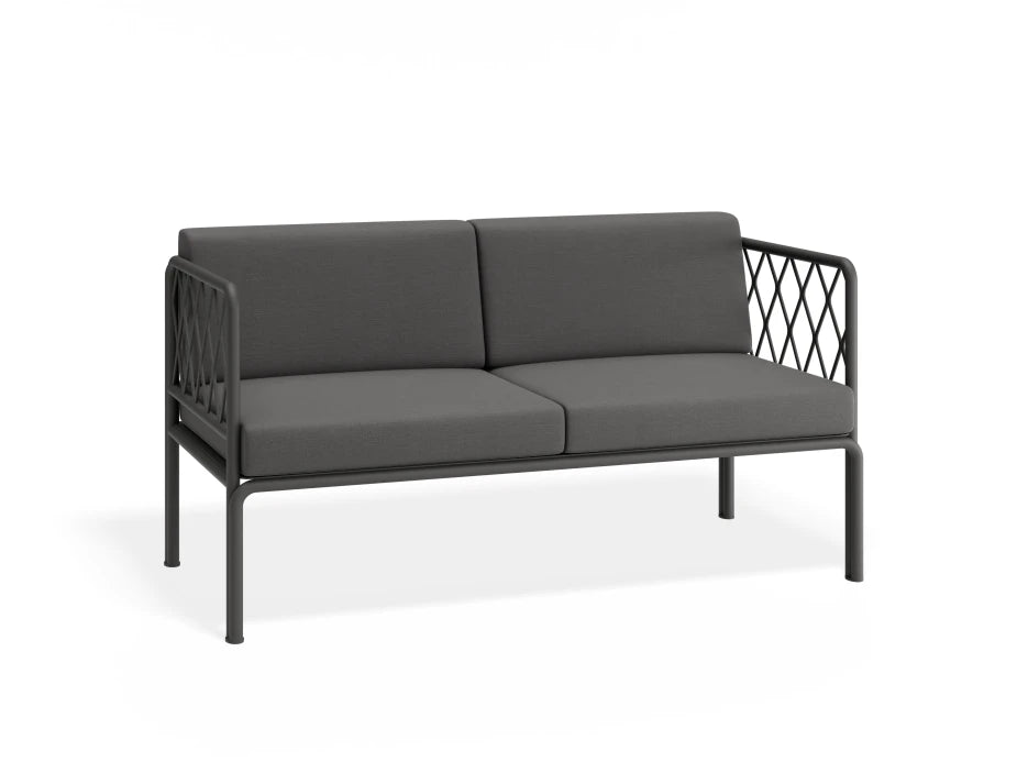 Portella 2 Seater Outdoor Sofa - Charcoal - Dark Grey - white background