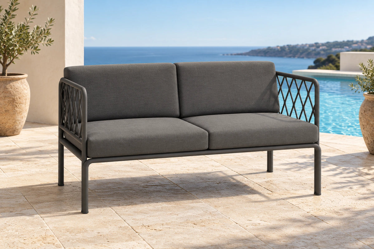 Portella 2 Seater Outdoor Sofa - Charcoal - poolside lifestyle