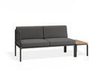 Portella 2 Seater Outdoor Sofa Config E - Charcoal - Dark Grey - With teak top - white background