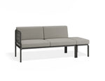 Portella 2 Seater Outdoor Sofa Config E - Charcoal - Light Grey - Without teak top - white background