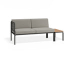 Portella 2 Seater Outdoor Sofa Config E - Charcoal - Light Grey - With teak top - white background
