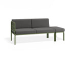 Portella 2 Seater Outdoor Sofa Config E - Sage - Dark Grey - Without teak top - white background