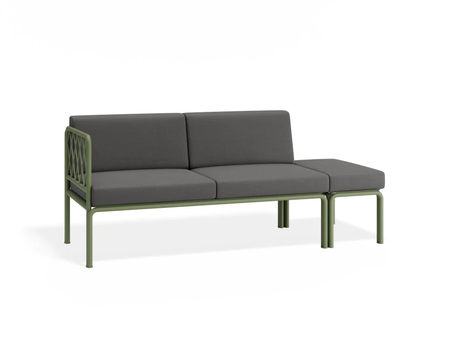 Portella 2 Seater Outdoor Sofa Config E - Sage - Dark Grey - Without teak top - white background