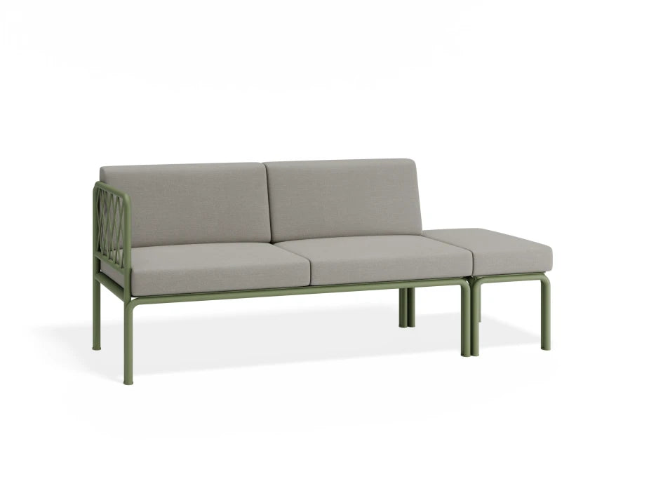 Portella 2 Seater Outdoor Sofa Config E - Sage - Light Grey - Without teak top - white background