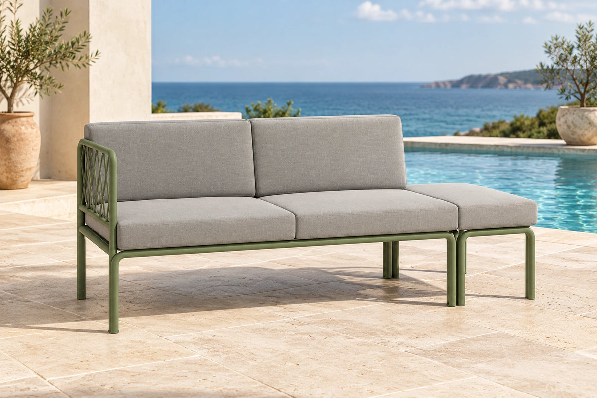 Portella 2 Seater Outdoor Sofa Config E - Sage - poolside lifestyle
