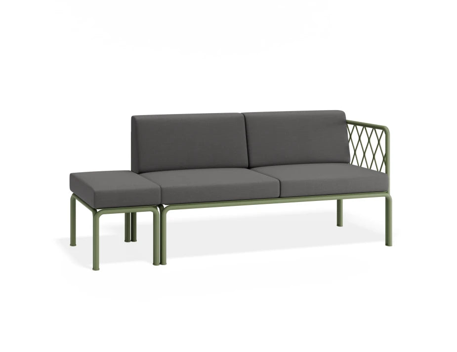 Portella 2 Seater Outdoor Sofa Config F - Sage - Dark Grey - Without teak top - white background