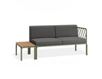 Portella 2 Seater Outdoor Sofa Config F - Sage - Dark Grey - With teak top - white background