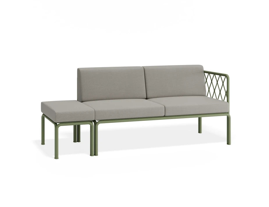 Portella 2 Seater Outdoor Sofa Config F - Sage - Light Grey - Without teak top - white background