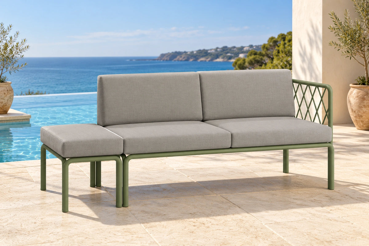 Portella 2 Seater Outdoor Sofa Config F - Sage - poolside lifestyle