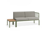 Portella 2 Seater Outdoor Sofa Config F - Sage - Light Grey - With teak top - white background