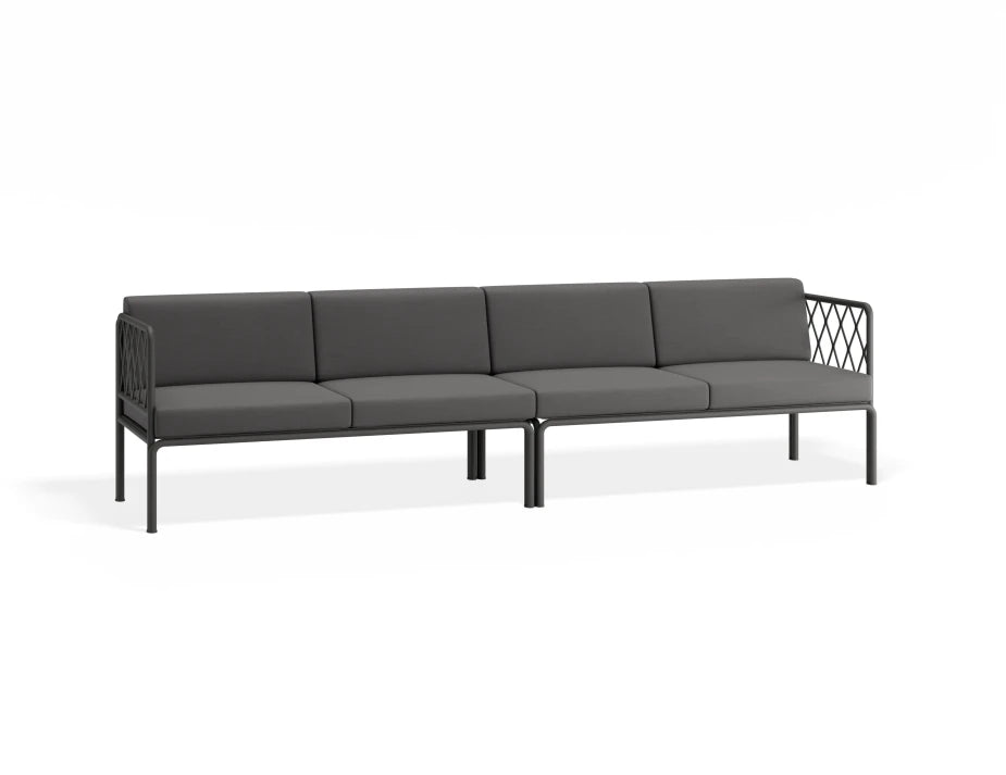 Portella 4 Seater Outdoor Sofa - Charcoal - Dark Grey - white background