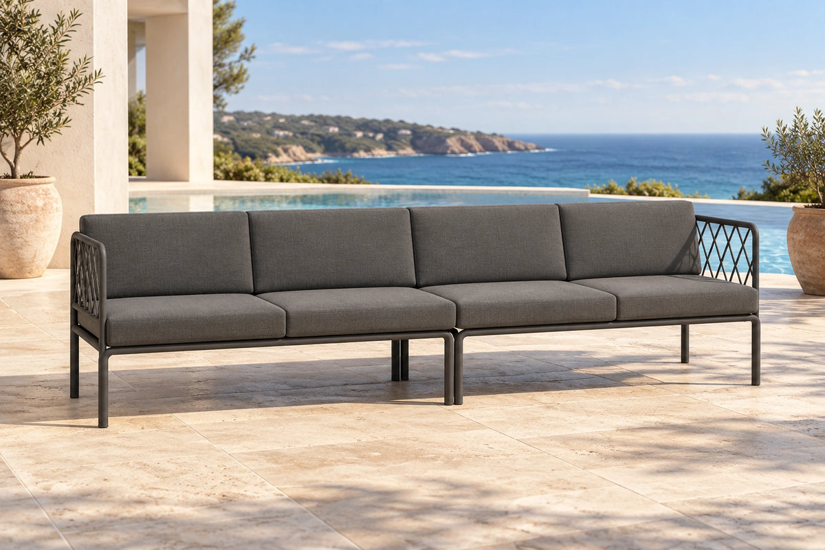 Portella 4 Seater Outdoor Sofa - Charcoal - poolside lifestyle