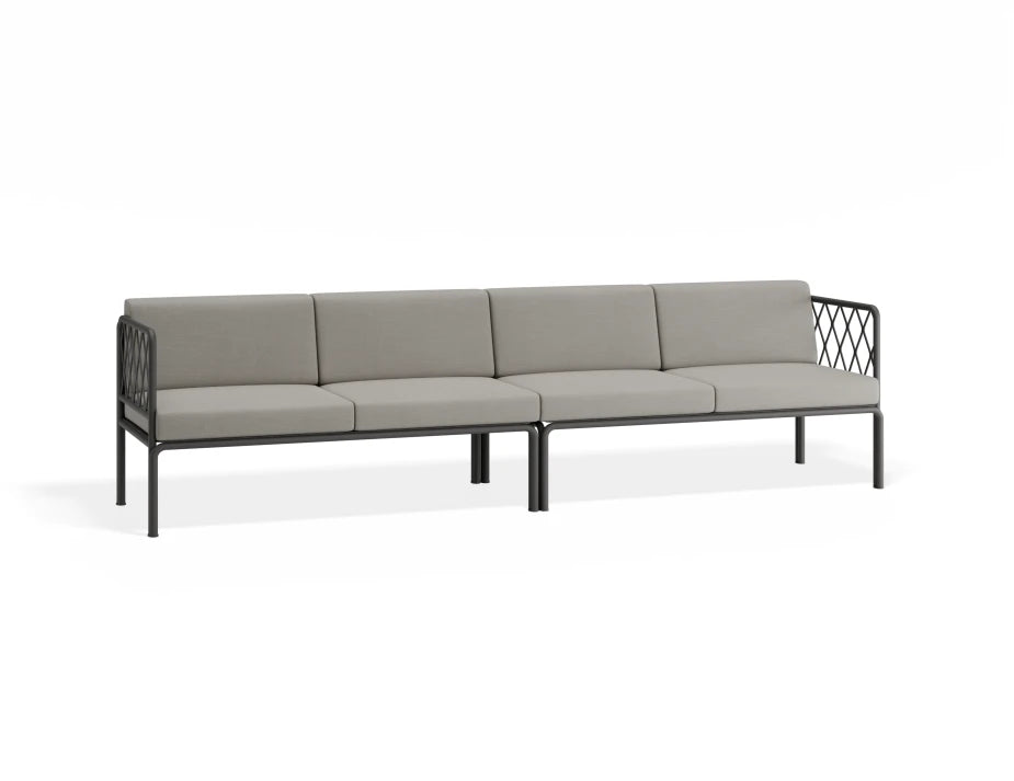 Portella 4 Seater Outdoor Sofa - Charcoal - Light Grey - white background