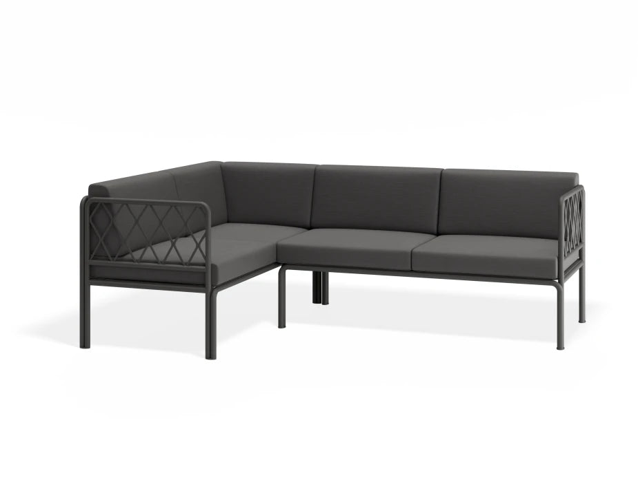 Portella Modular Outdoor Sofa Config A - Charcoal - Dark Grey - white background