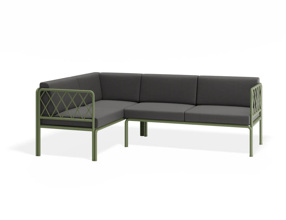 Portella Modular Outdoor Sofa Config A - Sage - Dark Grey - white background