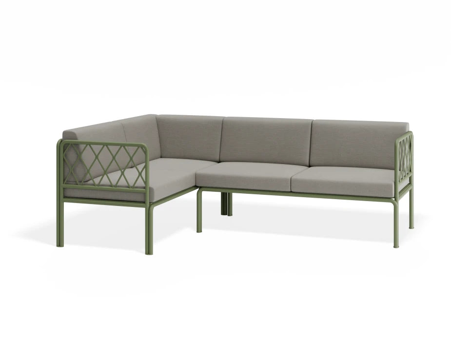 Portella Modular Outdoor Sofa Config A - Sage - Light Grey - white background