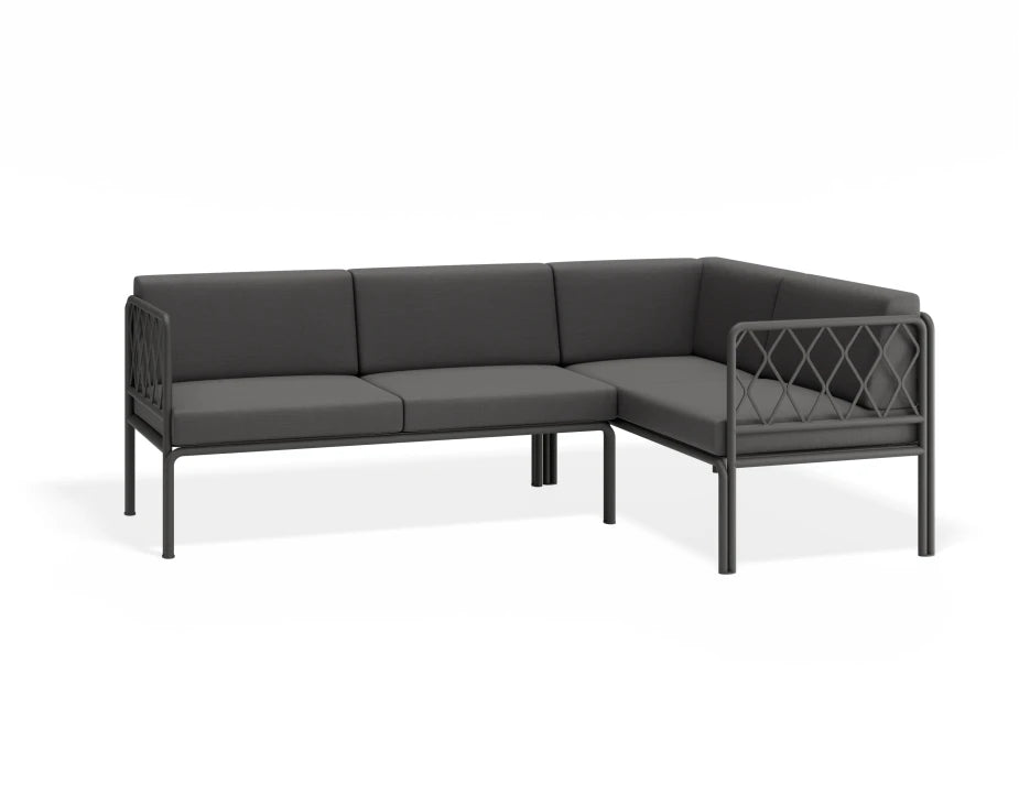 Portella Modular Outdoor Sofa Config B - Charcoal - Dark Grey - white background