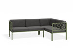 Portella Modular Outdoor Sofa Config B - Sage - Dark Grey - white background
