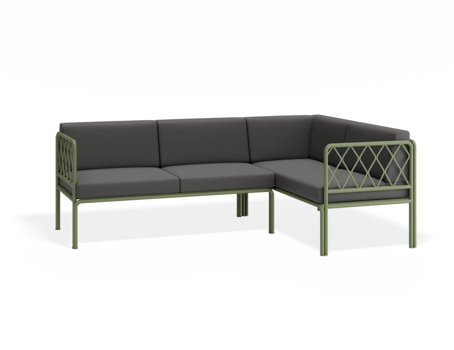 Portella Modular Outdoor Sofa Config B - Sage - Dark Grey - white background