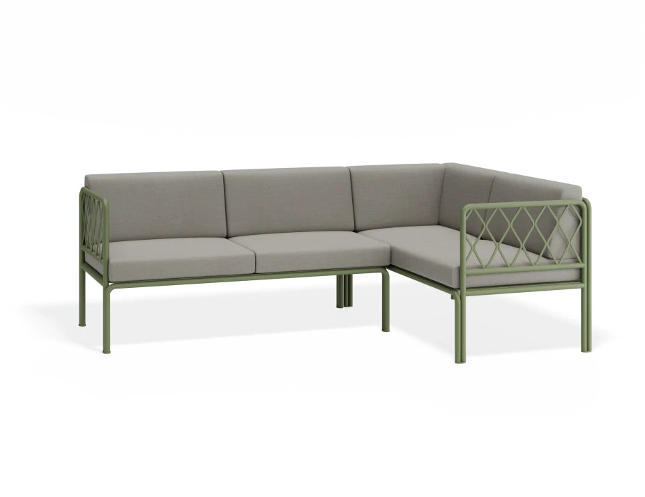 Portella Modular Outdoor Sofa Config B - Sage - Light Grey - white background