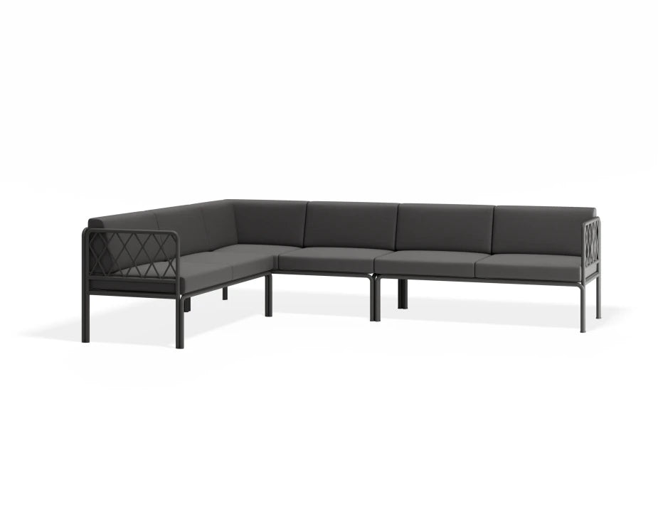 Portella Modular Outdoor Sofa Config C - Charcoal - Dark Grey - white background