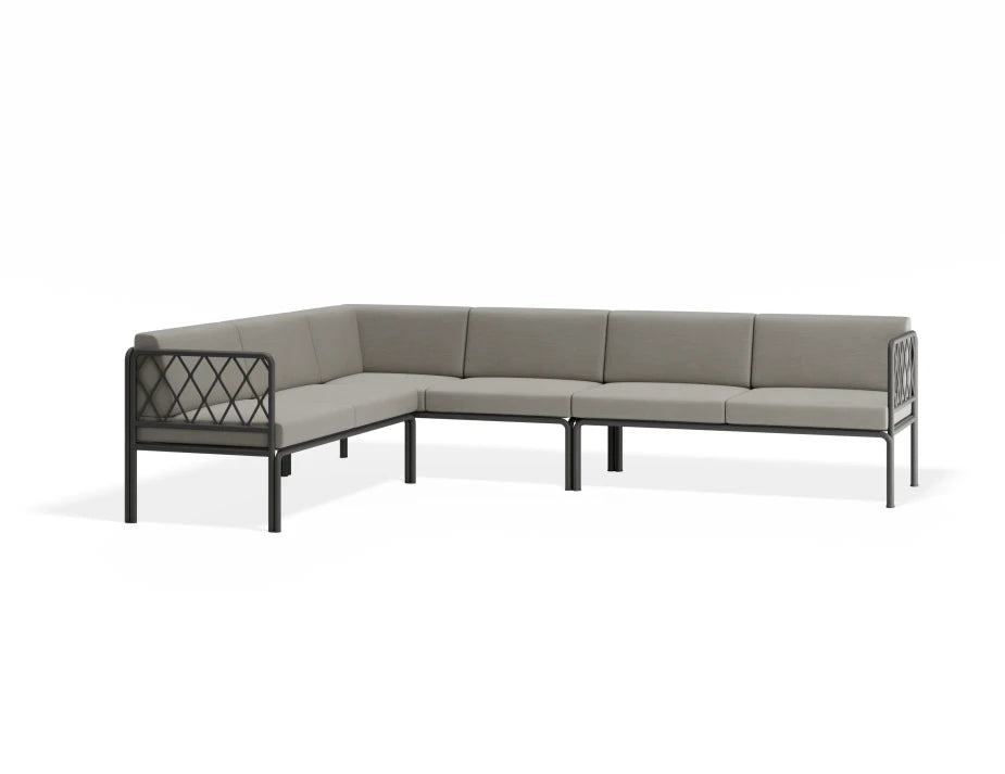 Portella Modular Outdoor Sofa Config C - Charcoal - Light Grey - white background