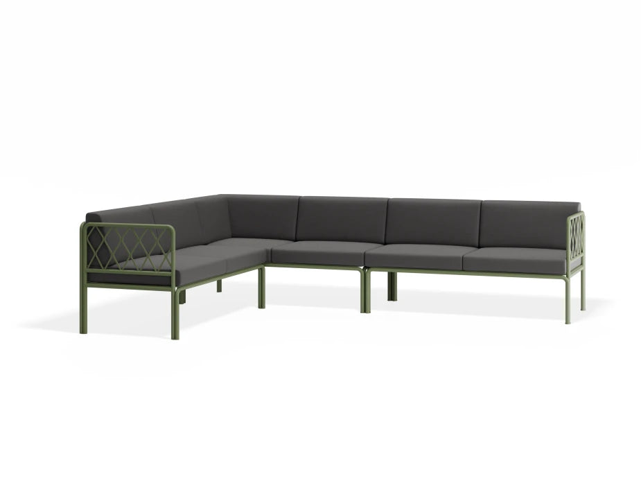 Portella Modular Outdoor Sofa Config C - Sage - Dark Grey - white background