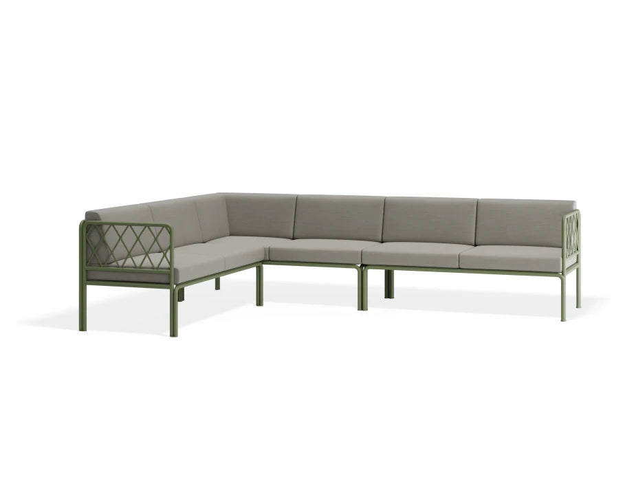 Portella Modular Outdoor Sofa Config C - Sage - Light Grey - white background