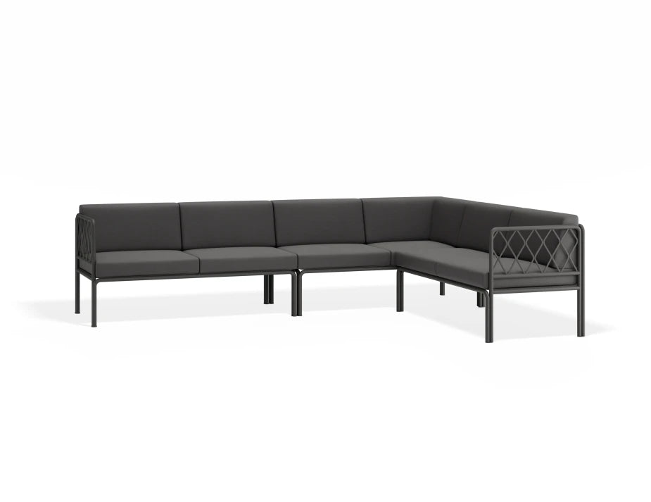 Portella Modular Outdoor Sofa Config D - Charcoal - Dark Grey - white background