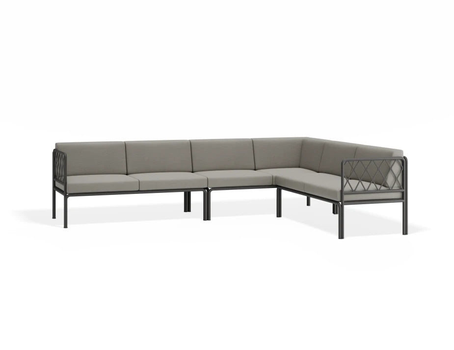 Portella Modular Outdoor Sofa Config D - Charcoal - Light Grey - white background