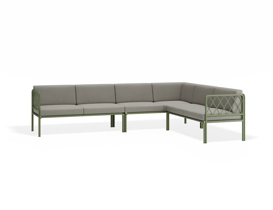 Portella Modular Outdoor Sofa Config D - Sage - Light Grey - white background