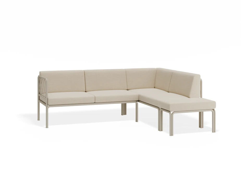 Portella Modular Outdoor Sofa Config G - Beige - Beige - Without teak top - white background