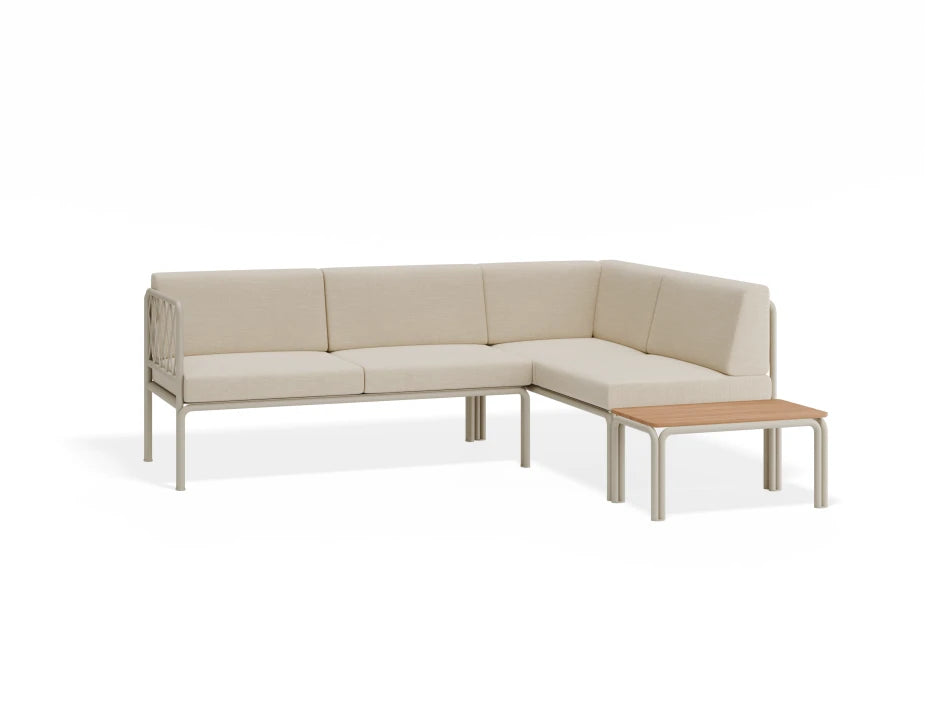 Portella Modular Outdoor Sofa Config G - Beige - Beige - With teak top - white background